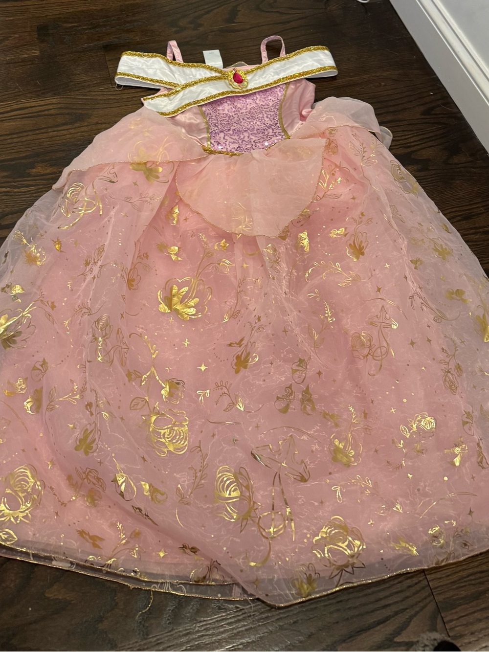 Disney Pink and Gold Floral Princess Dress